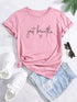 Letter Print Crew Neck T-shirt, Casual Short Sleeve T-shirt For Spring & Summer, Women's Clothing