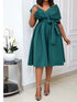 Dress Women Mid Length Dresses A Line Slim Fit V Neck Summer
