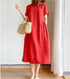 Loose Fit Slimming Cotton Linen Dress for Women Summer Plus Size Mid-Length Skirt