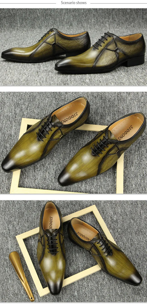 Men's Leather Oxfords Dress Shoes for Office Formal Events Stylish Pointed Toe Design