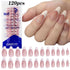 120pcs Medium Almond French Press On Nails with Gradient Design - Full Cover Acrylic Gel Fake Nails Tips for Elegant Nail Art