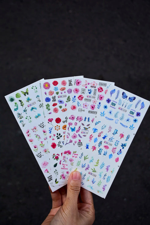 12 Floral Patterns Summer Nail Water Decals - Daffodils, Lilies, and Tulips for Stunning Nail Art Transfers and DIY Manicure Accessories