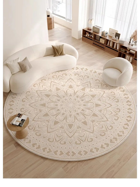 Light Luxury Round Large Area Carpet for Living Room and Bedroom Rug