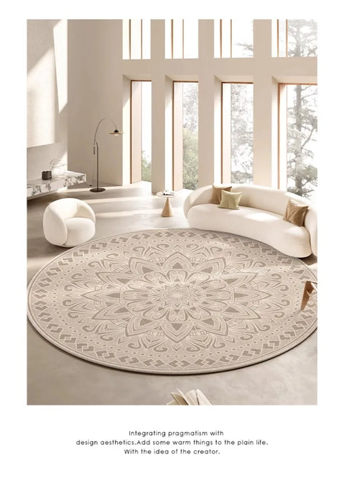Light Luxury Round Large Area Carpet for Living Room and Bedroom Rug