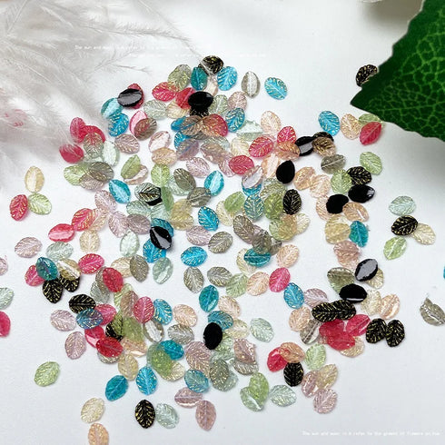 50pcs 3D Kawaii Colorful Leaf Nail Art Charms - Mixed Resin Nail Decorations and Acrylic Rhinestones for DIY Manicure Accessories and Press-On Nails