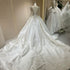 Luxurious Bridal Gown with Sparkling Embellishments Lace Embroidery and Long Train Wedding Dress