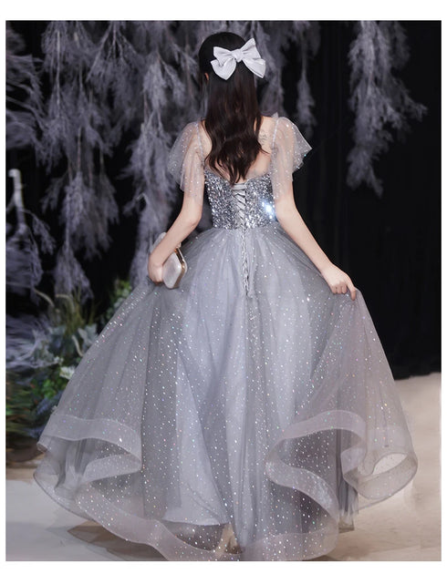 Off Shoulder Lace Illusion A Line Dress Floor Length Glitter Tulle Bow Bridesmaid Dress