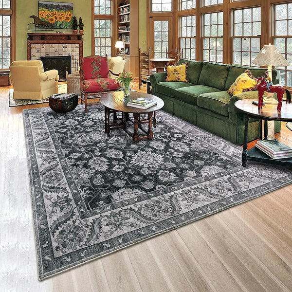 Faux Cashmere Vintage Floral Area Rug Soft Accent Rugs for Living Room and Bedroom Decor