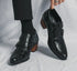 Men's Wedding Shoes Fashion Slim Fit Pointed High Heel Leather Dress Shoes Classic Vintage Style