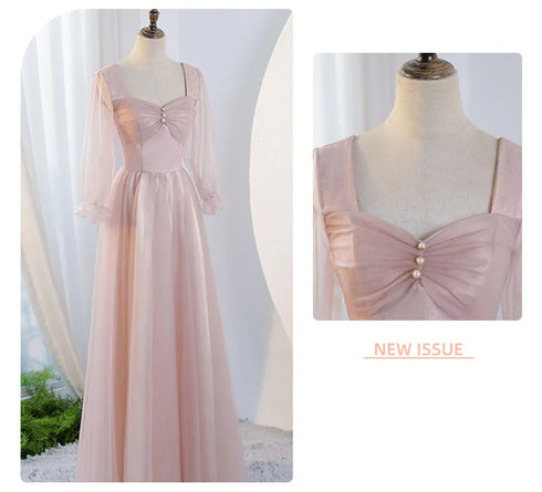 V-Neck Ruched Tulle A-Line Dress With Square Collar And Appliques And Bow Bridesmaid Dress