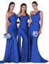 Mermaid Satin Corset Bridesmaid Dress for Wedding Party Gown with Ruched Detailing and Floor Length
