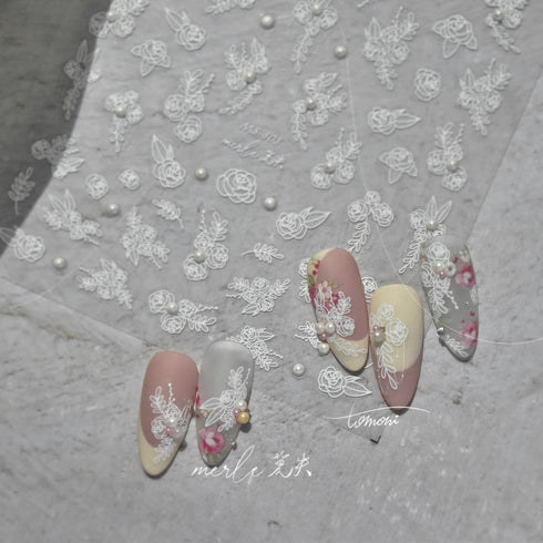 Kawaii Hydrangea 5D Embossed Flower Nail Art Stickers - Self-Adhesive Transfer Decals for Stunning DIY Nail Decoration