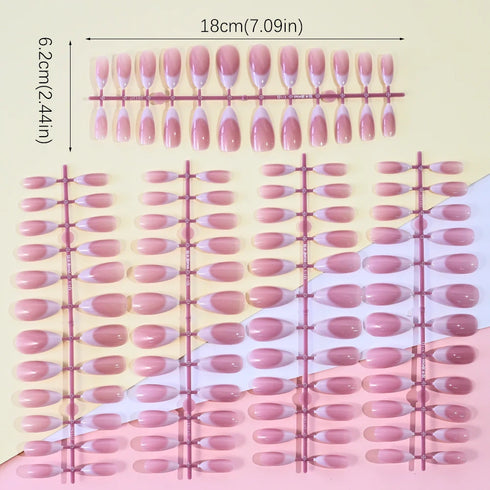 120pcs Medium Almond French Press On Nails with Gradient Design - Full Cover Acrylic Gel Fake Nails Tips for Elegant Nail Art