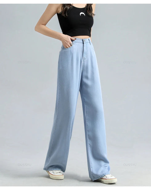 Casual Loose Fit Wide Leg Denim Jeans for Women - Perfect Baggy Fashion for Streetwear & Summer Styling, Ideal for Wide Leg Jeans Outfit Fall