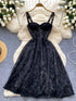 Women Sexy Hollow Out Party Club Embroidery Dress Evening Strap Splicing Vestidos