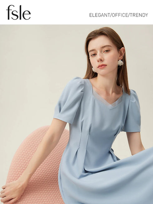 FSLE Swan Dress French Style High Waist Dress for Women