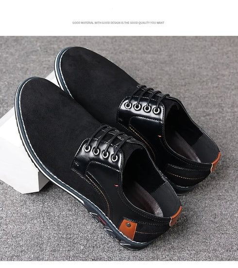 Stylish Men's Formal Oxfords Shoes - Comfortable Suede Leather Sneakers for Office & Career, Sizes 39-48