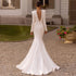Simple Satin Wedding Dresses Elegant Bridal Gowns Deep V-Neck Backless Floor Length