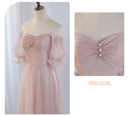 V-Neck Ruched Tulle A-Line Dress With Square Collar And Appliques And Bow Bridesmaid Dress
