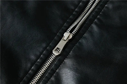 Stylish Men's Motorcycle Slim Fleece Leather Jacket for Spring and Autumn Outdoor Biking Fashion