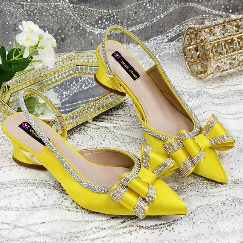 Italian Design Elegant Women's Rhinestone Heels Set