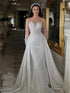 Customized Sheer Neck Beading Mermaid Wedding Dress Illusion Long Sleeve Luxury Bridal Gown