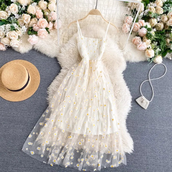 Floral Print Spaghetti Strap Chiffon Beach Dress for Women