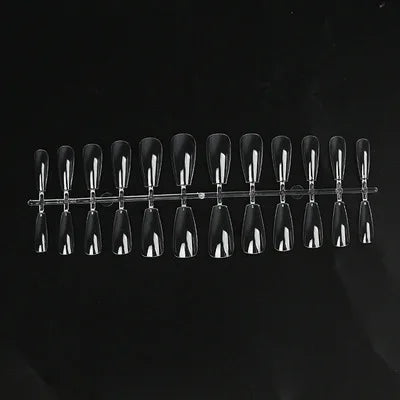 120pcs Coffin Shape Clear Full Cover Fake Nails - Long Press On Acrylic Nail Tips for Autumn Nails