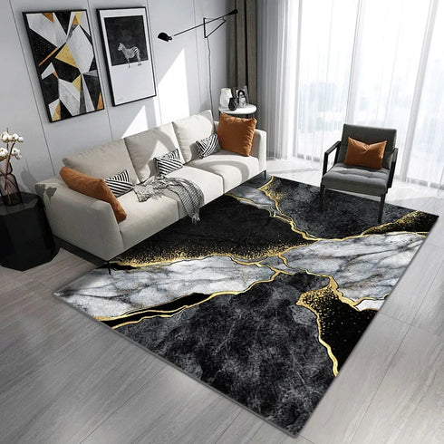 Modern Abstract Marble Area Rug for Living Room and Bedroom Decor