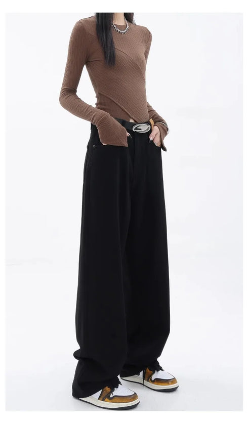 Baggy Straight Denim Pants Women Casual High Waist Vintage Jeans