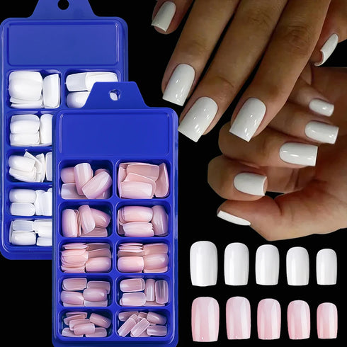 Elegant Medium Trapezoid Acrylic Press-On Nails - Full Cover Artificial Fingernails for Parties - 100pcs Extension Fake Nail Tips