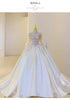 Sweet Square Collar Satin Wedding Dress Plus Size Ball Gown