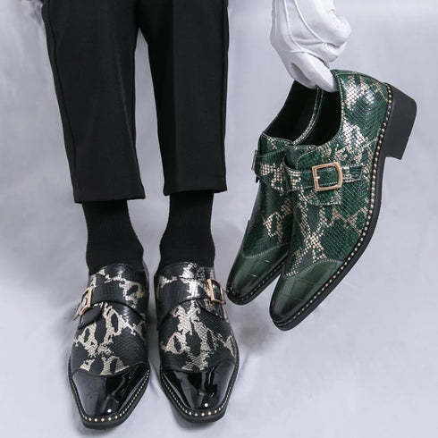 Elegant Handmade Oxford Dress Shoes for Men – Luxury Formal Leather Wedding Party Footwear with Buckle Strap and Pointed Toe Design