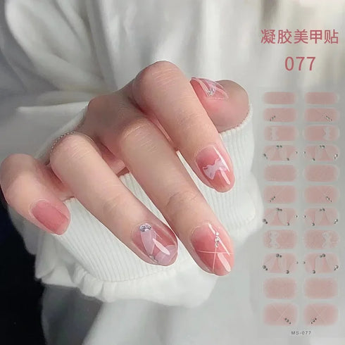 Waterproof Long Lasting Gel Nail Art Stickers for Stunning Full Cover Manicures - 9 Piece Set of Baking-Free Solid Color Decals