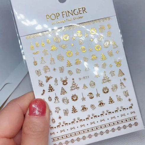 Mini Snowflake Christmas Nail Art and Scrapbooking Stickers with Santa Claus, Snowman, and Gold Foil Water Decals for Festive New Year Decorations