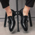Luxury Black Low Heeled Tassels Loafers for Men Business Dress Shoes