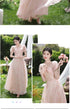 Off Shoulder Bridesmaid Dress Elegant Bubble Sleeve Floral Print Aline Gown For Party