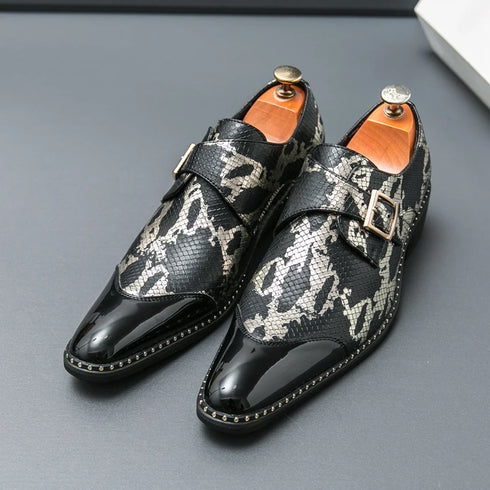 Elegant Handmade Oxford Dress Shoes for Men – Luxury Formal Leather Wedding Party Footwear with Buckle Strap and Pointed Toe Design