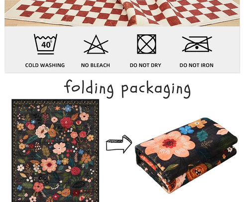 Floral Style Living Room Carpet Machine Washable Large Area Decorative Rug