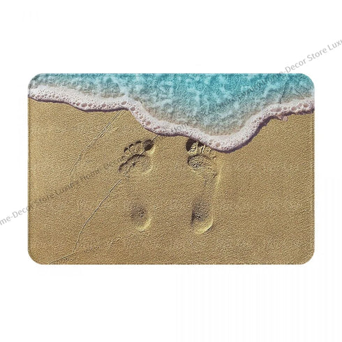 Beachy Welcome Non-Slip Mat - Indoor Outdoor Rug & Doormat