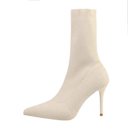 Sexy Sock Boots Knitting Stretch High Heels for Women Fashion Shoes Ankle Boots