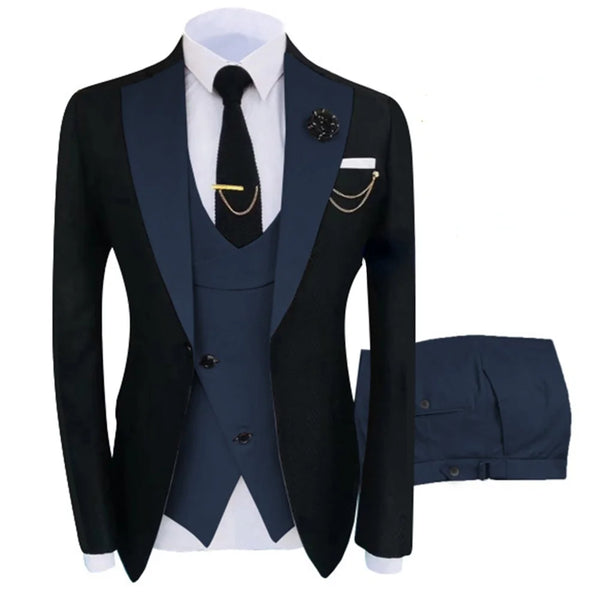 Luxury Men's Tuxedo Suit Set for Special Occasions - Stylish 3-Piece Ensemble with Jacket, Trousers, and Vest for Parties and Weddings