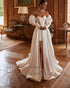Toofgon Satin Wedding Dresses Detachable Long Sleeves Gowns
