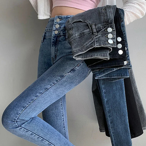 Women's High Waist Stretch Jeans - Fashionable Slim Denim Pants