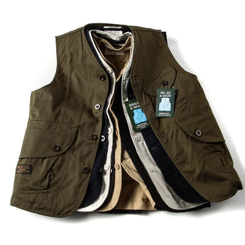 Vintage Japanese Multi Pocket Workwear Vest for Men - Casual Streetwear Loose Top and Couples Jacket for Summer Adventures