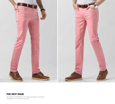 Men's Colorful Denim Stretch Comfortable Jeans for Casual Business Wear