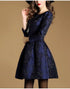 Autumn Long Sleeve Jacquard Dress Casual Party A-line Style