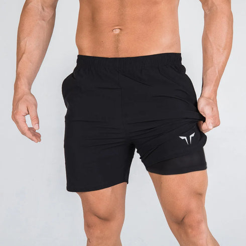 Men's Summer Gym Fitness Double-Decker 2 in 1 Shorts Sports Running Basketball Jogger Bottoms
