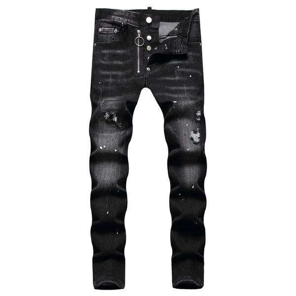 Mens Stretch Skinny Jeans Slim Fit Ripped Denim Pants Fashion