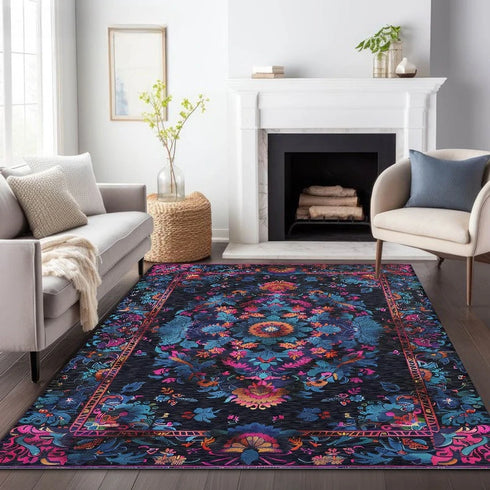 Floral Persian Area Rug Modern Classic Carpet for Living Room and Bedroom Decor